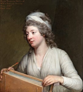 Hugh Douglas Hamilton (1739-1808) Portrait of Maria Susanna Ormbsy, seated holding a sketch book 1796