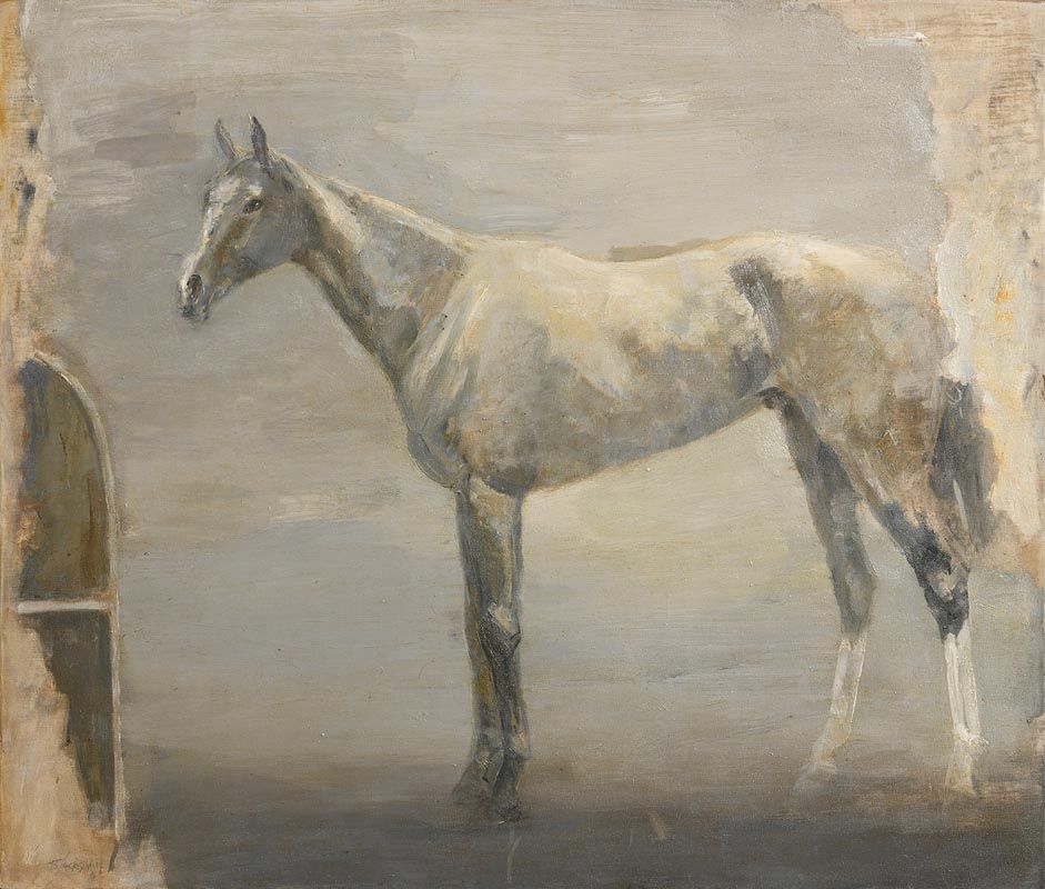Grey Horse in a Stable