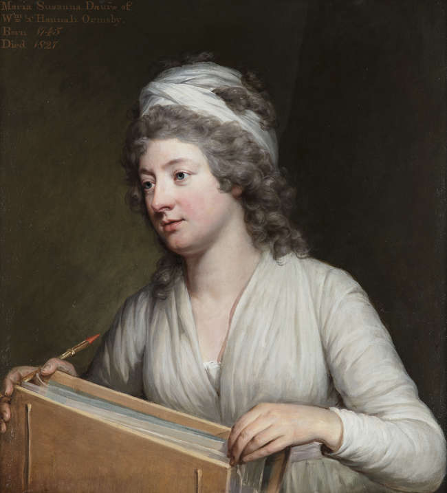 Portrait of Maria Susanna Ormbsy, seated holding a sketch book