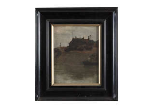 Beached Rowing Boat and Figures by the Shore