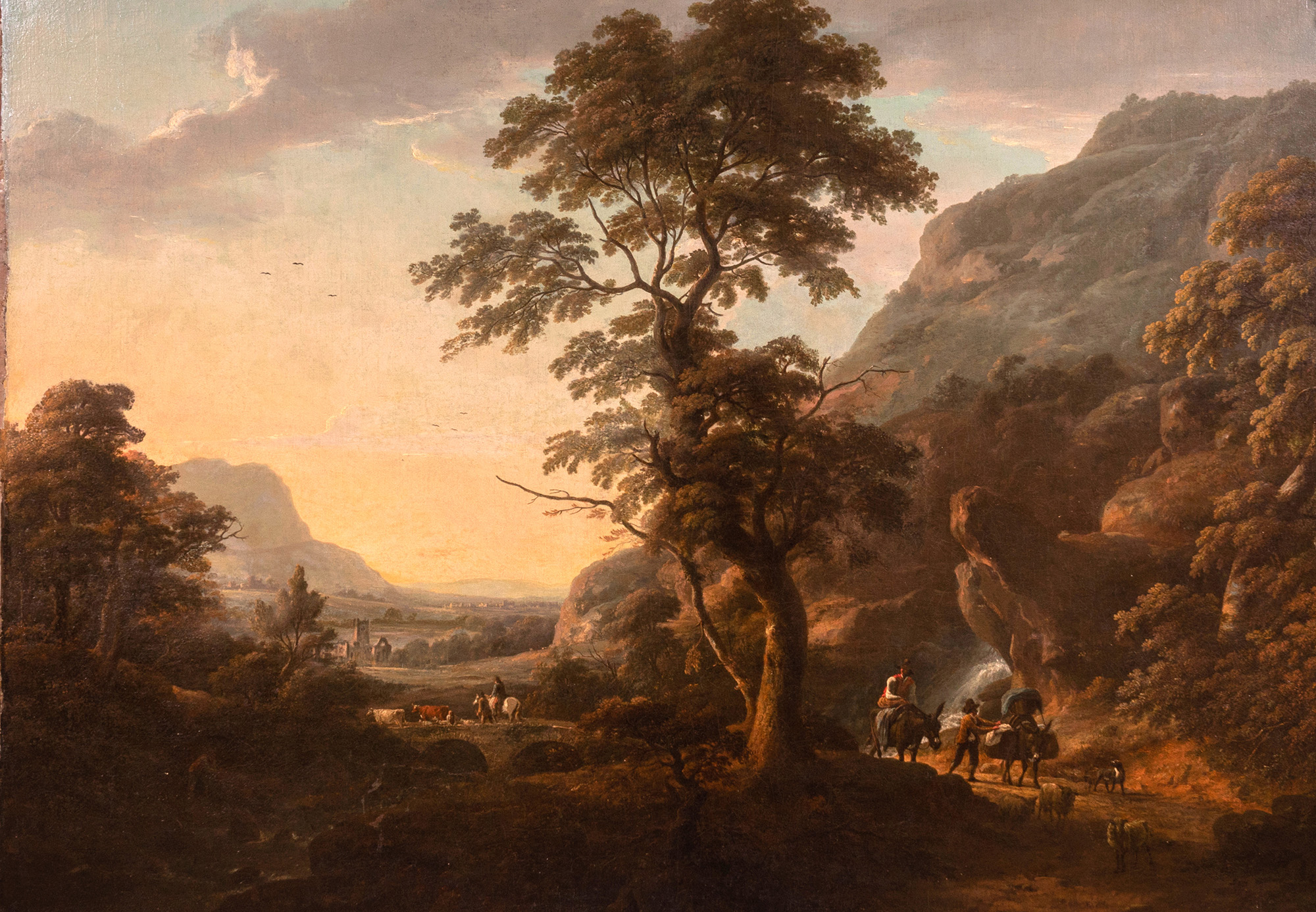 Rocky River Landscape with Travellers and a Ruined Abbey
