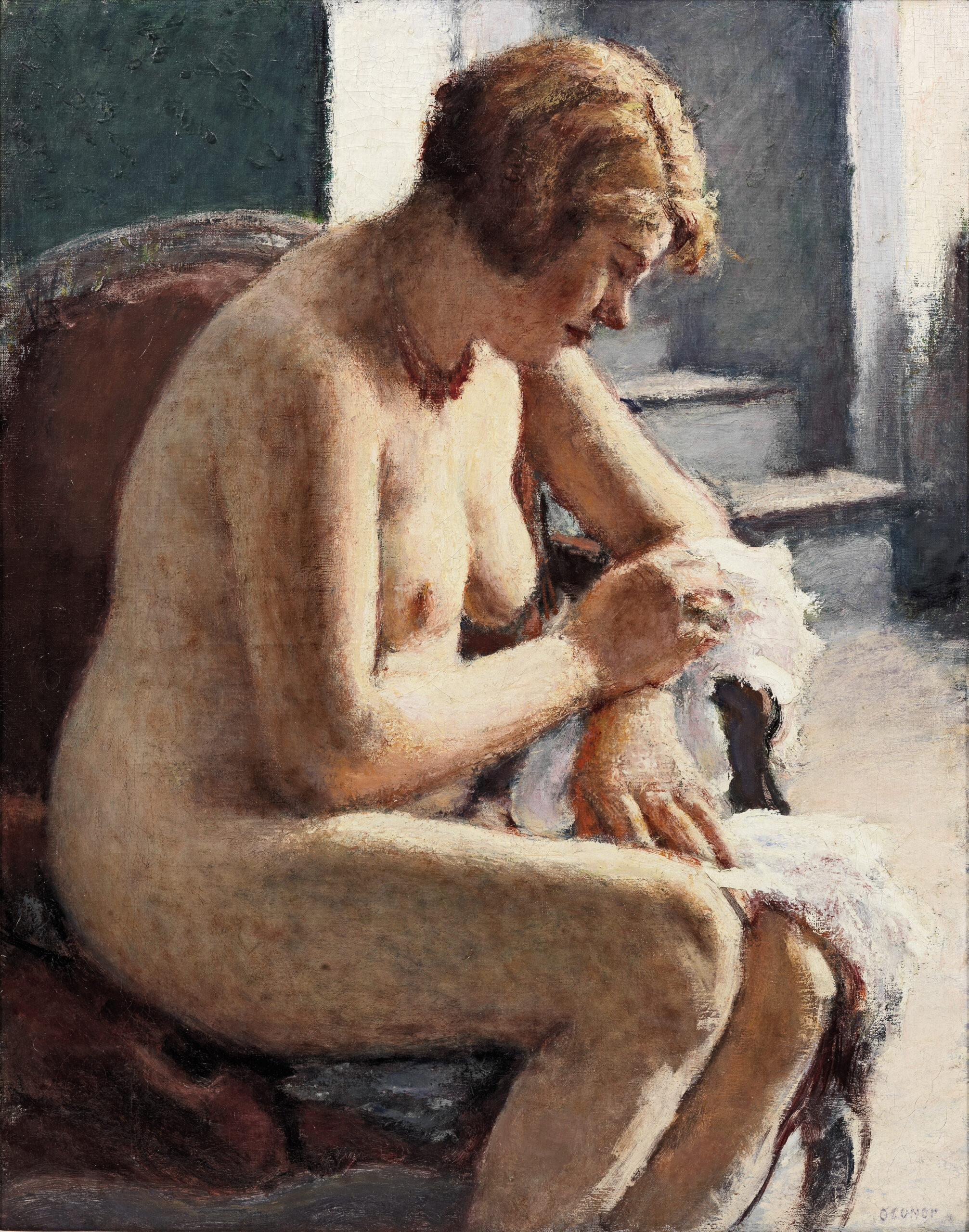 Seated Nude with Red Hair (La Toilette)